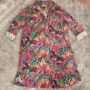 Button-Up Patterned Summer Dress (Size M)